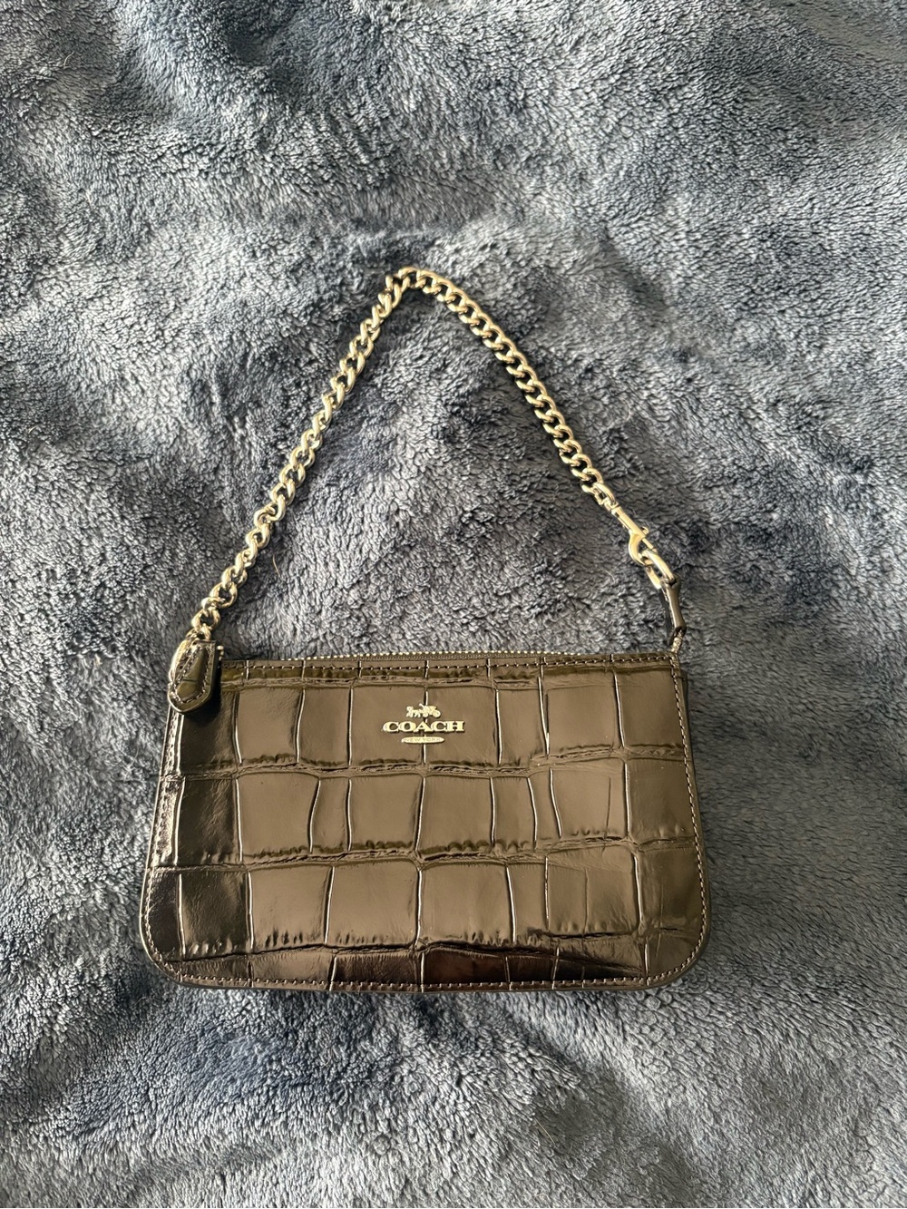 Coach Nolita 19 Black Croc-Embossed Leather with chain extender - Picture 3 of 5